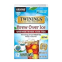 Twinings Brew Over Ice unsweetened Black Iced Tea K-Cup Pods for Keurig, Caffeinated, 12 Count (Pack of 6)
