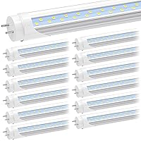 JESLED T8 T12 4FT LED Type B Tube Light Bulbs, 24W 6000K-6500K, 3000LM, 48 Inch LED Replacement for Flourescent Tubes, Remove Ballast, Dual-end Powered, Clear, 4 Foot Garage Warehouse Lights(12-Pack)