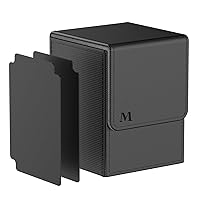 Deck Box compatible with MTG Cards, Trading Card Case with 2 Dividers per Holder, Large Size for 100+ Cards (Marvelous-Black)