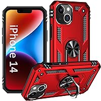 ADDIT Case for iPhone 14 Phone Case iPhone 14 Case, with Kickstand Ring, Support Magnet Car Mount, Military Grade, Heavy Duty, for iPhone 14 Case Red