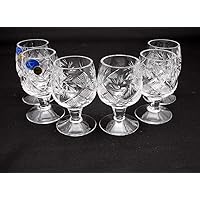 SET of 6 Russian CUT Crystal Shot Glasses on Short Stem 50ml Hand Made