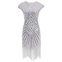 Flapper Dresses 1920s Sequin Dress for Women Tassels Party Night Cocktail Plus Size