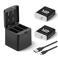 2 Packs Batteries 1800mAh for GoPro Hero 12 Black with 3 Channel Battery Charging Station Compatible with GoPro Hero 12, GoPro Hero 11, GoPro Hero 10, GoPro Hero 9 Black Camera