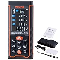 VEVOR Laser Measure, Laser Measurement Tool, Laser Distance Meter with Electronic Angle, M/Ft//in Unit Switching, Measure Distance/Area/Volume, Pythagorean Mode，165/328ft