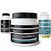 Marine Collagen + Hair Vitamins + Omega-3 Fish Oil - Beauty Nutrition Trifecta Bundle - Skin, Nails, Joints, Aging Nutraceuticals