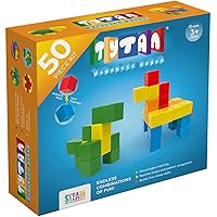 Tiles 50-Piece Magnetic Cubes Building Blocks Kids’ STEM Toy Set, Creative Play, Shape & Pattern Recognition, Safe Rounded Edges, Many Possibilities, Easy Snap-Together Creations, Ages 3 and Up