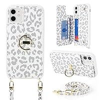 Ｈａｖａｙａ Crossbody Phone case for iPhone 12 Mini case with Strap for Women iPhone 12 Mini case with Card Holder iPhone 12 Mini Wallet case Leather Cover with Credit Card Slot-White Leopard Print