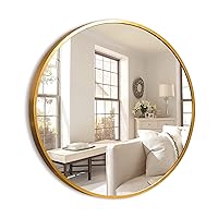 NeuType Round Mirror 20inch Circle Mirror for Wall Metal Framed Wall-Mounted Mirror for Wall Decor Decorative Mirrors for Entryway Living Room Bedroom Bathroom Home Modern(Gold)