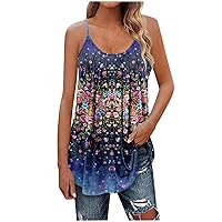 Tank Tops for Women Plus Size Summer Tanks for Women Pleated Spaghetti Strap Camisole Loose Fit Casual Sleeveless