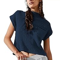 Womens Tops, Casual Summer Outfits for Women Knit Crew Neck Western Outfit Work Waffle 2024 Clothes Shirt, S, XXL