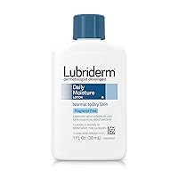 Lubriderm Daily Moisture Hydrating Unscented Body Lotion with Pro-Vitamin B5 for Normal-to-Dry Skin for Healthy-Looking Skin, Non-Greasy and Fragrance-Free Lotion, 1 fl. oz