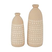 Deco 79 Ceramic Handmade Decorative Vase Centerpiece Vases with Star Patterns, Set of 2 Flower Vases for Home Decoration 15