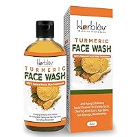 Turmeric Face Wash, 4oz Turmeric Clear Skin Liquid Soap – 100% Natural Anti Aging Exfoliating Turmeric Facial Cleanser for Spots, Clearing Acne Scars, Age Spots, Sun Damage, Discoloration – Turmeric Soap Skin Detox Made in USA