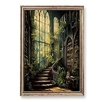 Dark Academia Paintings Gothic Canvas Wall Art Vintage Victorian Art Prints Medieval Castle Wall Art Vintage Library Posters Library Pictures Vintage Gothic Art Prints Dark Library Wall Art 16x24 No