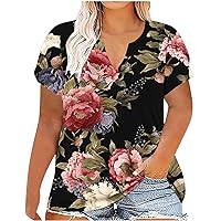 Button Down Shirts for Women Plus Size Tops for Women Comfortable Petal Sleeve T Shirts Summer V Neck