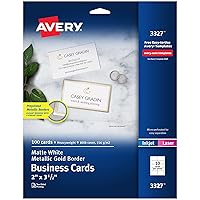 Avery Business Cards with Metallic Gold Borders, 2