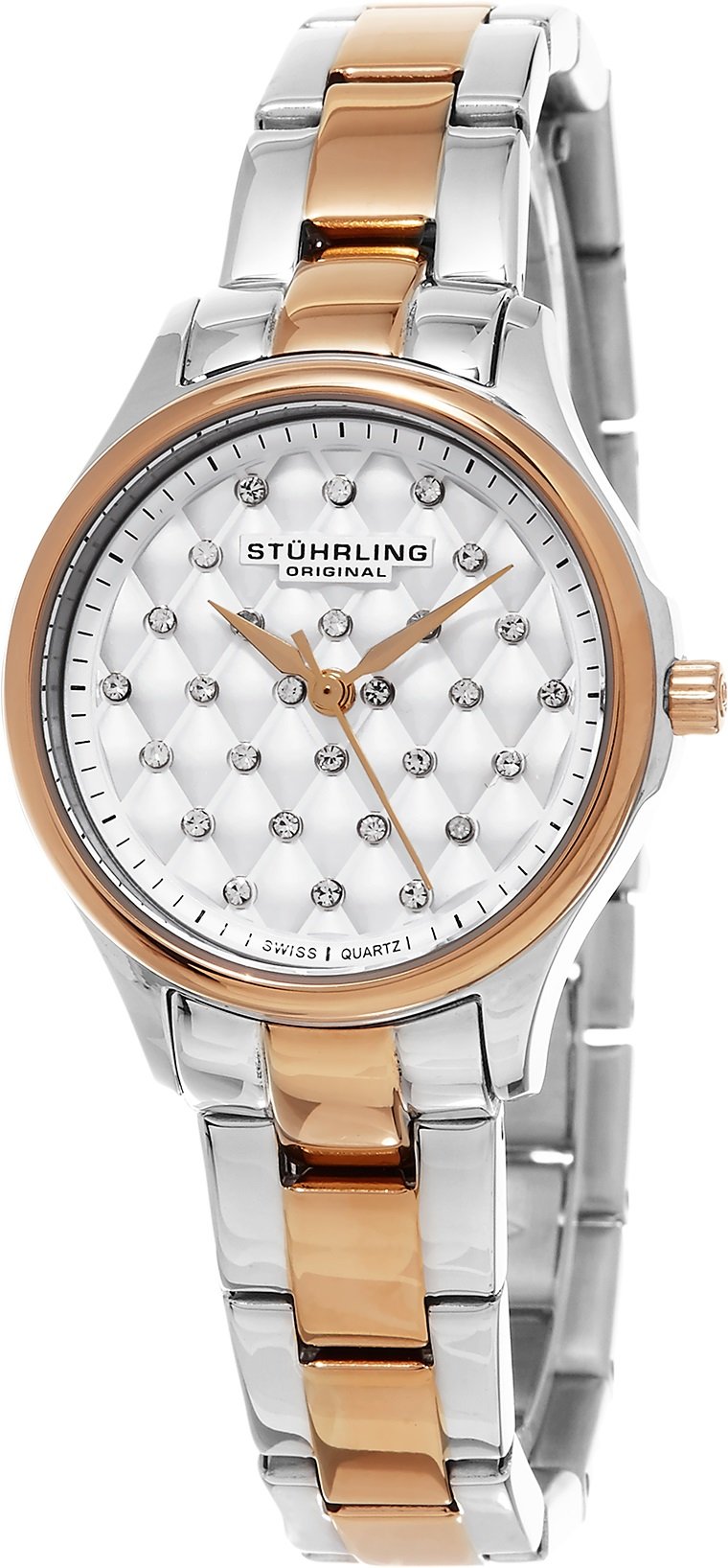 Stuhrling Original Women's Symphony Swiss Quartz Crystal Accented Stainless Steel Link Bracelet Watch 783 Series