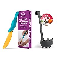Bundle of 2 - OTOTO Splatypus Jar Spatula for Scooping and Scraping & NEW!! Katie Cat Soup Ladle by OTOTO - Black Cat