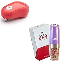 Kitchen Mama Electric auto can opener (Red) + Salt and pepper grinder (Purple)