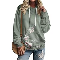 Workout Shirts Women Loose Fit Fall And Winter Printed Pullover Hooded Sweatshirt Long Sleeve Fashion Sweatshirt