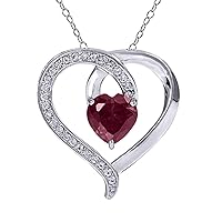 2.25 Ct Heart Shape Cubic Zirconia 14K White Gold Plated Solitaire Heart Love Pendant Necklace