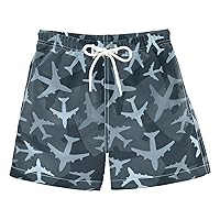 Airplanes Blue Camouflage Boys Swim Trunks Swim Beach Shorts Board Shorts Bathing Suit Swimming Essentials