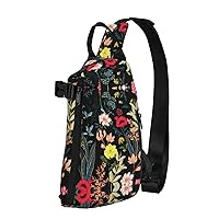 Colorful Boho Floral Print Cross Bag Casual Sling Backpack,Daypack For Travel,Hiking,Gym Shoulder Pack