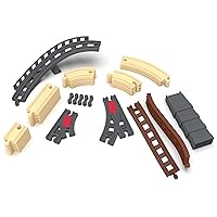 Wooden Train Track Accessories for Kids, 31Pcs Track Expansion Pack for Wood Tracks, Basic and Advanced Pieces for Toddler Railway System Compatible with Thomas, Brio and Major Brand Railroad Track