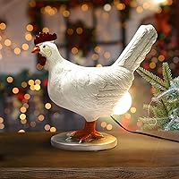 Chicken Lamp, 3D Chicken Table Lamp, Chicken Egg Lamp, Chicken Lamp with Egg in Butt, Funny Resin Chicken Night Light with USB, Perfect Christmas Easter Birthday Gift