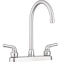 Pacific Bay Lynden Modern High Arc Kitchen Sink Faucet - Metallic Plating Over ABS Plastic - Brushed Satin Nickel Plating