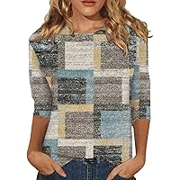 Women's Color Block Plaid Casual Long Sleeve Crew Neck Shirts Lightweight Blouse 2024 Fashion Tunic Tops