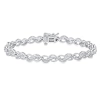 Dazzlingrock Collection 0.25 Carat (ctw) Round White Diamond Ladies Swirl Style Twisted Infinity Tennis Bracelet 1/4 CT, 925 Sterling Silver