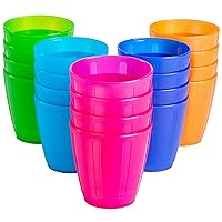 8 oz Kids Cups,Set of 20 Small Plastic Cups for Kids,BPA Free Cups,Dishwasher Safe,Reusable and Unbreakable Children Drinking Cups Tumblers in 5 Assorted Colors