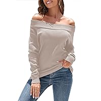 Pink Queen Women's 2023 Fall Sweater Oversized Long Sleeve Off The Shoulder Sweaters Color Block Knit Pullover Jumper Tops