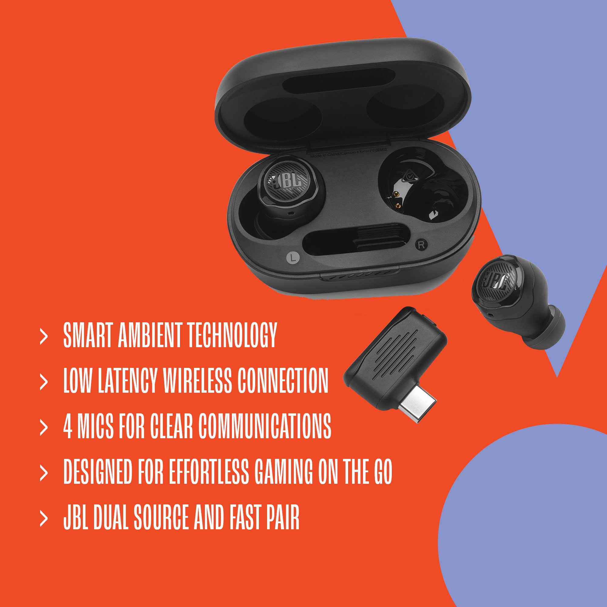 JBL Quantum TWS Air - Wireless Gaming Earbuds, Black, Small