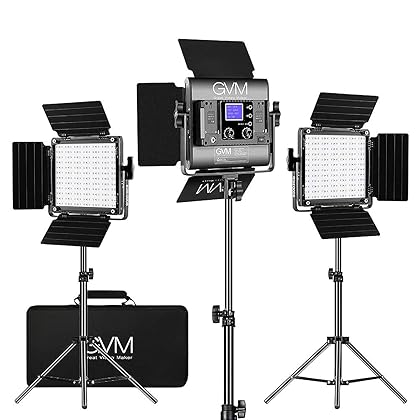 GVM RGB LED Video Lighting Kit, 800D Studio Video Lights with Panel, APP Control for YouTube Photography Lighting, , 3200K-5600K, 8 Kinds of The Scene Lights, 3 Packs