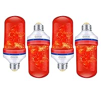 Flame Light Bulb Christmas Decor (4 Pack) Red Color Led Flickering Fire Simulated Lamps 3W Energy Efficient Fire Lights for Indoor Outdoor Holiday Decoration Gifts