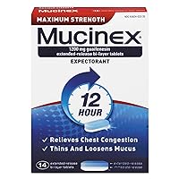 Mucinex 02314 Maximum Strength Expectorant, 14 Tablets/Box