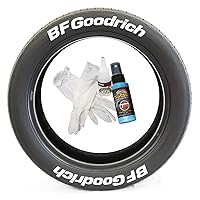 Tire Stickers BF Goodrich - Tire Lettering Add-On Accessory - Permanent DIY Kit with Glue & 2oz Touch-Up Cleaner / 17-18 Inch Wheels / 1.25 Inches/White / 8 Pack