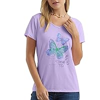 Hanes Women's Short Sleeve V-Neck Graphic T-Shirt