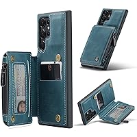 Protective Flip Cases Case Compatible with Samsung Galaxy S22 Ultra Wallet Case with Card Holder, Premium PU Leather Kickstand Card Slots with Case Double Magnetic Clasp and RFID Anti-Theft Brush Func