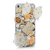 STENES Sparkle Phone Case Compatible with Google Pixel 2 XL [Stylish] 3D Handmade Bling Polka Dot Bows Bag Rose Flowers Crystal Diamond Design Girls Women Cover - Champangne