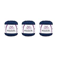 Aunt Lydia Classic Navy Crochet - 3 Pack of 350y/320m - Cotton - Gauge 10 - Crochet