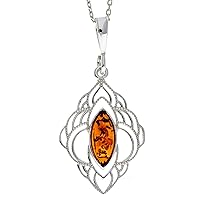 Genuine Baltic Amber & Sterling Silver Modern Pendant without Chain - M385