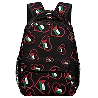 I Love Palestine Red Heart Travel Backpack Lightweight Shoulder Bag Daypack for Work Office