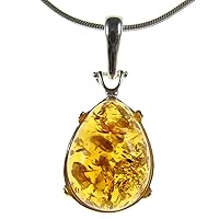 BALTIC AMBER AND STERLING SILVER 925 PENDANT NECKLACE - 10 12 14 16 18 20 22 24 26 28 30 32 34 36 40