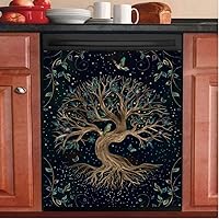 Tree of Life Dishwasher Magnetic Cover, Front Dishwasher Cover Decor, Decorative Magnetic Door Cover, Home Kitchen Cabinet Decor Magnetic Panel Sticker (Magnetic 23''x26'')