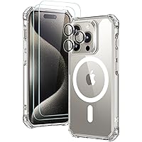 ESR for iPhone 15 Pro Case, Compatible with MagSafe, Set with 2 Screen Protectors and Single Lens Protectors, Air Guard Corners, Yellowing-Resistant Acrylic Back, Air Armor Series, Clear