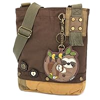 CHALA Patch Cross-Body Women Handbag, Canvas Messenger Bag - Dark Brown