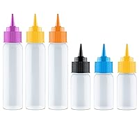 Writer Bottles - 6 Easy Small Squeeze Bottles - 3 Each (1 and 2 Ounce) - Cookie Cutters, Cake and Baking Decoration, Food Coloring & Royal Icing Supplies for Writing (6 bottles)